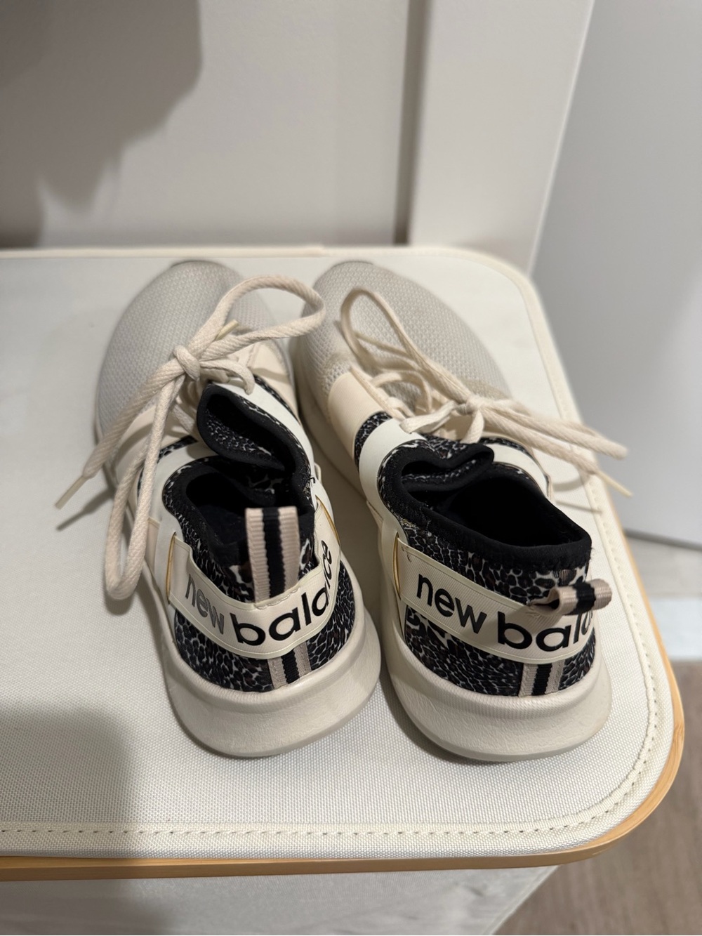 New Balance Cream & Black Patterned Athletic Sneakers